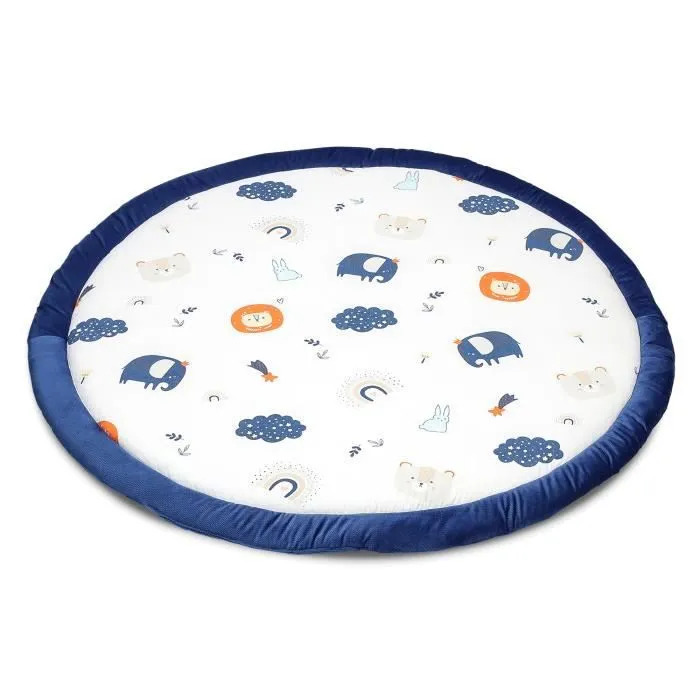 Coussin de sol enfants à volants 100 cm - matelas de sol coin cosy chambre d'enfant rond rampant couverture pour bébé Arc-en-ciel-0