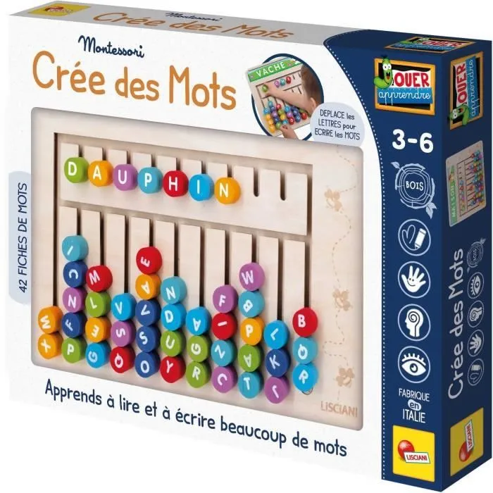 Compose-mots - Jeu Montessori - MONTESSORI - Tableau en Bois, Lettres et Chiffres Magnétiques-0