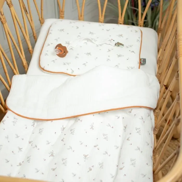 Ensemble coussin et couverture pour berceau et couffin Melody-1