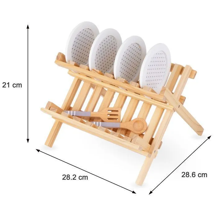 Dinette Enfant, Égouttoir Bois Mamabrum- Jouet Bois Cuisine Enfant - Ustensiles cuisine- casseroles - Assiettes- Couvercles- Couvert-5