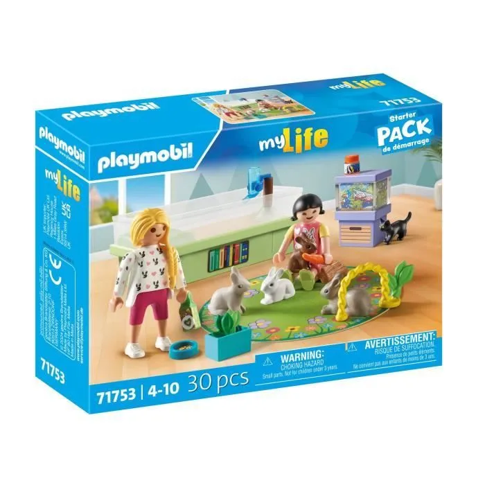 PLAYMOBIL 71753 Animalerie avec enclos à lapins, My Life, Soin des animaux, 30 pièces, Dès 4 ans-0