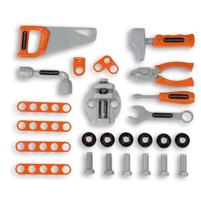 Smoby - Black and Decker -Etabli Bricolo Smart - Jeu d'imitation - Mallette qui se transforme en établi - 33 accessoires inclus - Fa-2