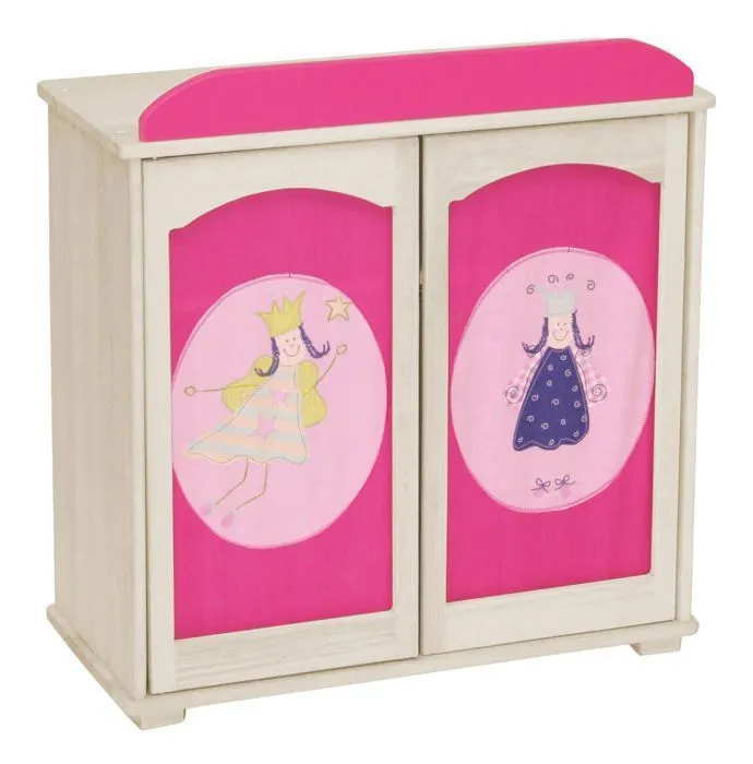 Armoire de Poupée Happy Fee - ROBA - Penderie et Étagère - Bois Naturel / Rose-0