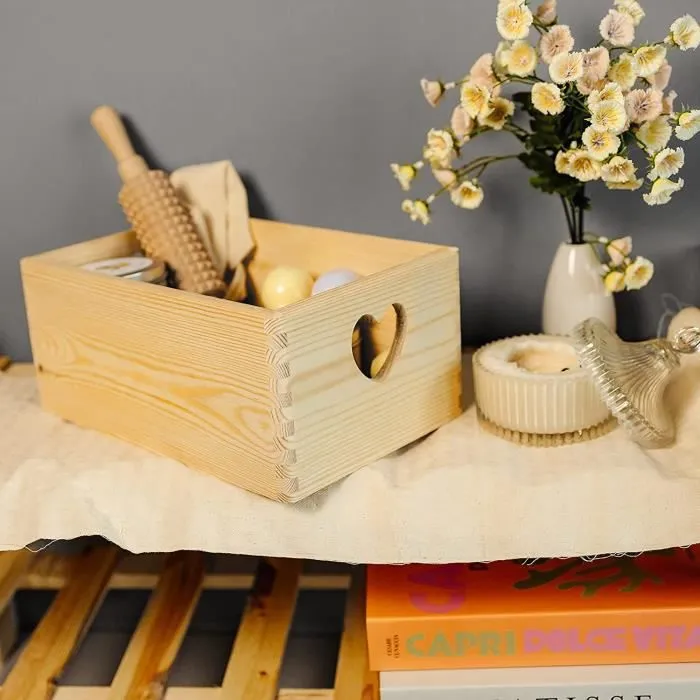 Creative Deco Boite Rangement en Bois - 30 x 20 x 14 cm (+/- 1 cm) - Non Peint - avec Couvercle - Boite en Bois - Boîte Caisse Malle-1