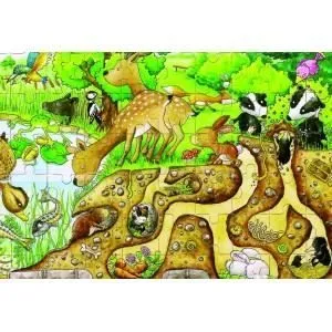 Puzzle en bois Découverte de la nature - GOKI - Moins de 100 pièces - Vert-1