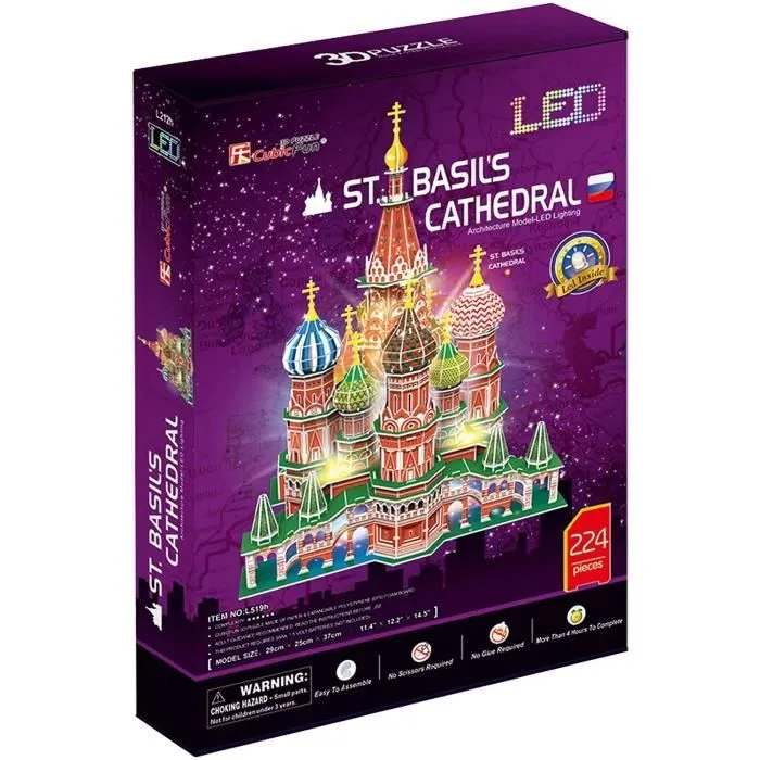 Puzzle 3D - San Basilio - Architecture et monument - WORLDBRANDS - 224 pièces - 240 minutes - LED-1