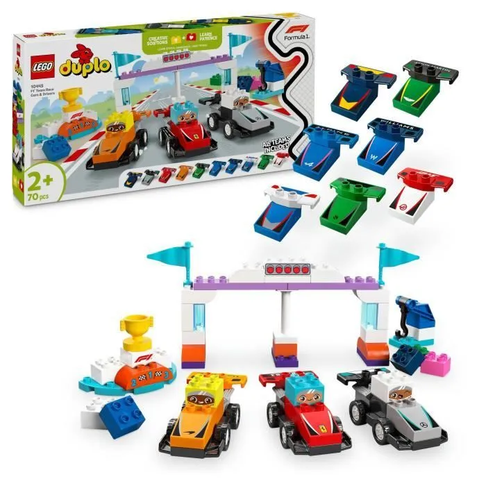 LEGO DUPLO Ma ville 10445 Voitures de course et pilotes d’une écurie de F1 - Jouet 2 ans-0