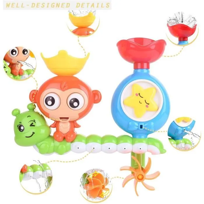 Jouet de Bain - Cascade Station d'eau - Jouet De Douche pour Bébé et Enfants - Jaune-2
