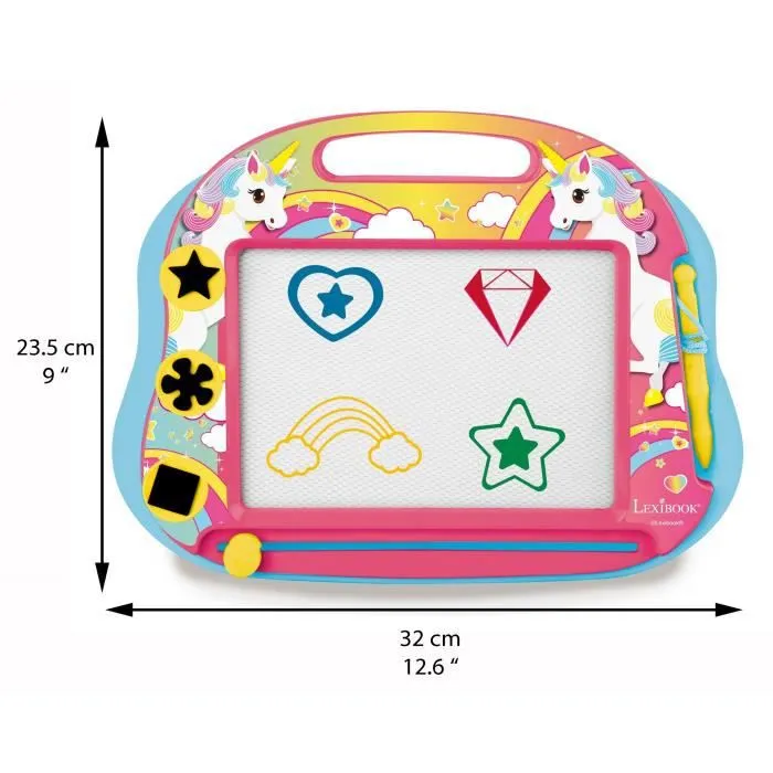 Ardoise magique Licorne format A5 avec accessoires magnétiques pour dessiner en couleurs - LEXIBOOK-3