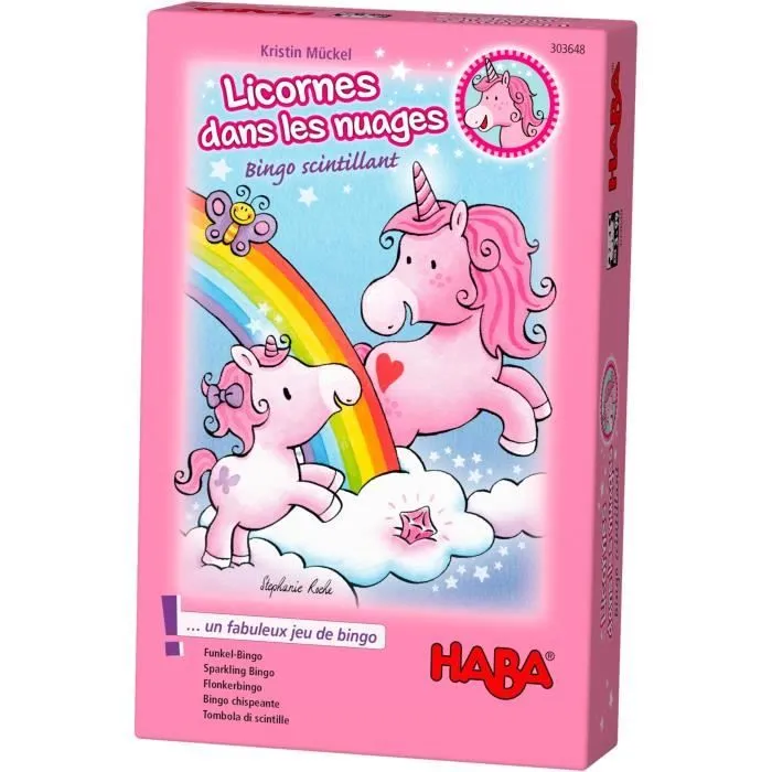 Jeu de bingo Licornes dans les nuages HABA - Bingo scintillant - 3 ans et plus-0