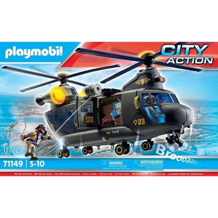 PLAYMOBIL 71149 Hélicoptère de transport des forces spéciales, Les policiers, City Action, Unité d'élite, 117 pièces, Dès 5 ans-7
