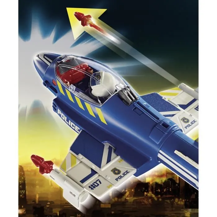 PLAYMOBIL - 70780 - Jet de police et drone - Multicolore - Bleu - Playmobil City Action-4