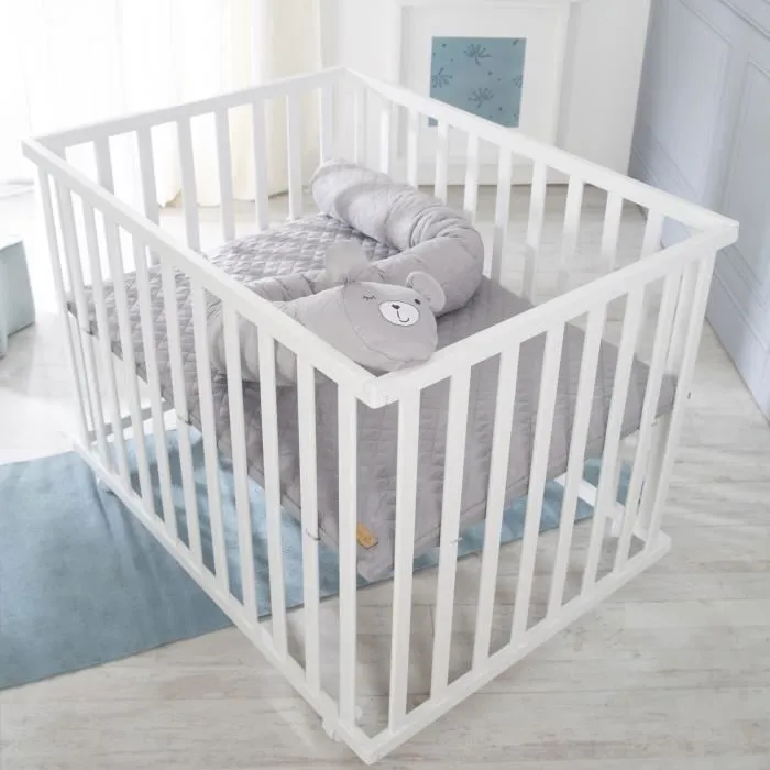 ROBA Parc Bébé Carré "roba Style" + Tapis de Parc + Tour de Lit - Gris-1