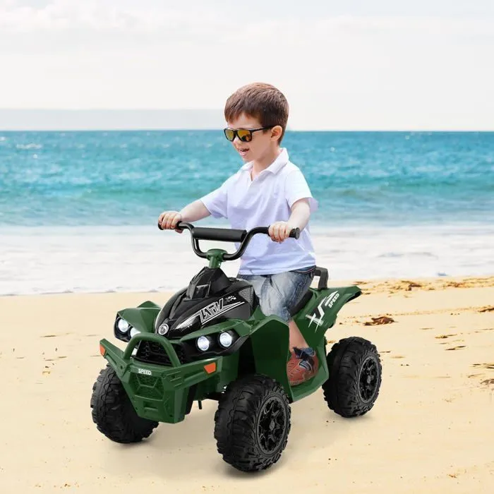 COSTWAY Quad Electrique pour Enfants 12V7Ah, LED, Musique, Klaxon, Roues Larges, pour Enfants 3 à 8 ans, 96 x 58 x 70 cm, Vert-4