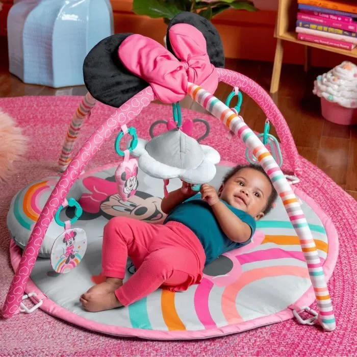 DISNEY BABY -MINNIE- Tapis de sol éveil bébé évolutif arche avec jouets sensoriels et musicaux, guirlande lumineuse, miroir-2