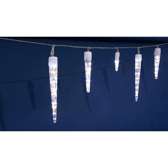 Rideau stalactite - Feeric lights & christmas - 10 glaçons - 63 LED - Blanc froid/chaud - Extérieur-1