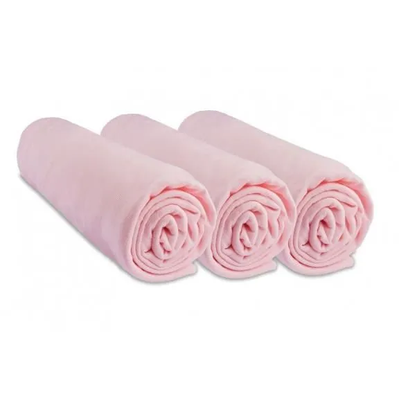 Lot de 3 Draps housse Jersey coton 70x140 Rose - Bébé - Fille - Rectangulaire-0
