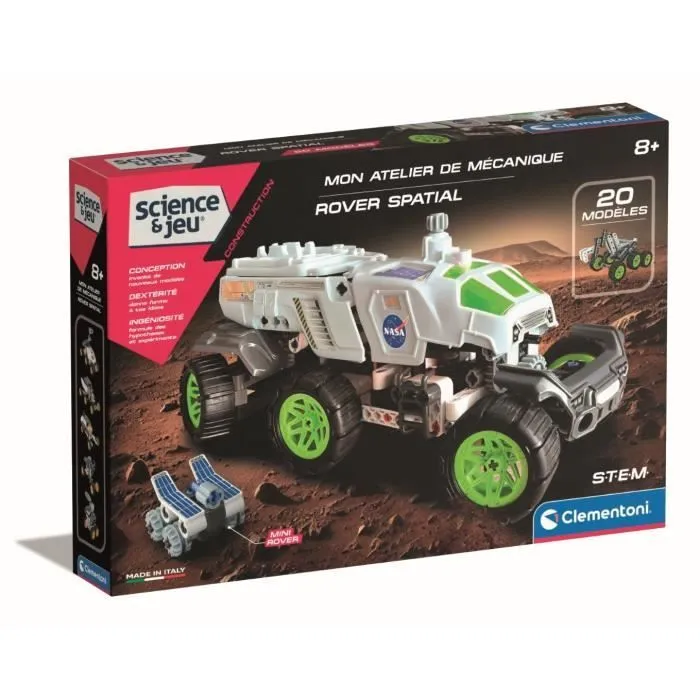 CLEMENTONI - Rover spatial NASA - Construction motorisée - Manuel illustré et application pour visualisation 3D - Fabriqué en Italie-0