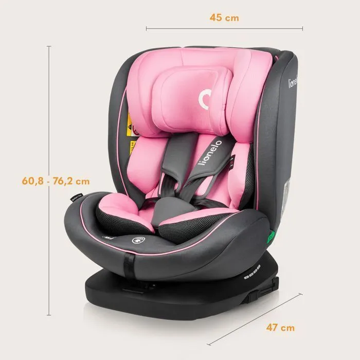 Siège-auto bébé évolutif LIONELO Bastiaan i-Size - Base pivotante 360° -ISOFIX - 40-150 cm - De 0 à 36 kg - Groupe 0/1/2/3 - Rose-5
