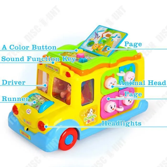 TD® Jouet d'autobus scolaire de musique électrique Version anglaise multifonctionnelle jouet de danse interactif éducatif pour enfan-3