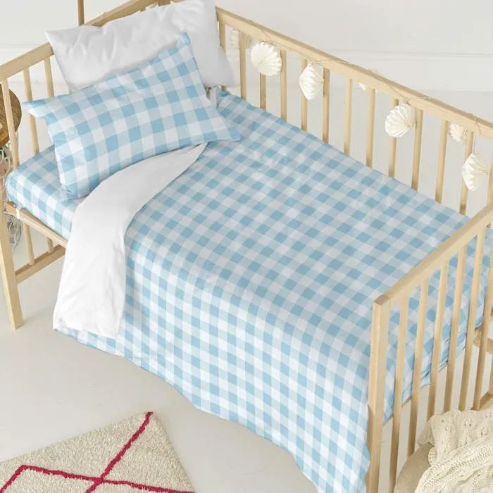Parure housse de couette 2 pièces Vichy 115x145 cm (Lit Bébé)-0