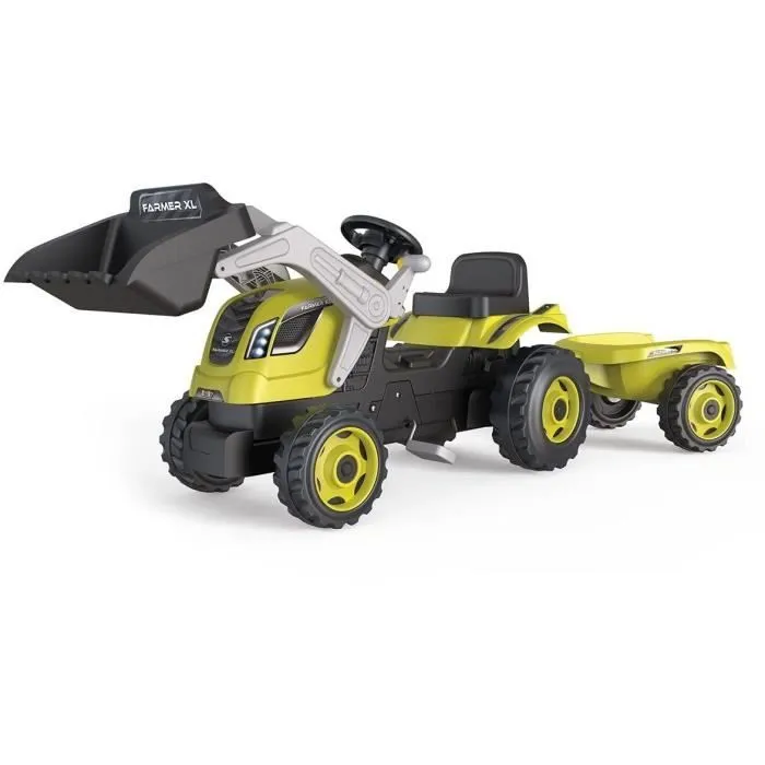 Tracteur à pédales Farmer Max + Remorque + Pelle - SMOBY - Vert - Enfant - 3 ans et plus-1