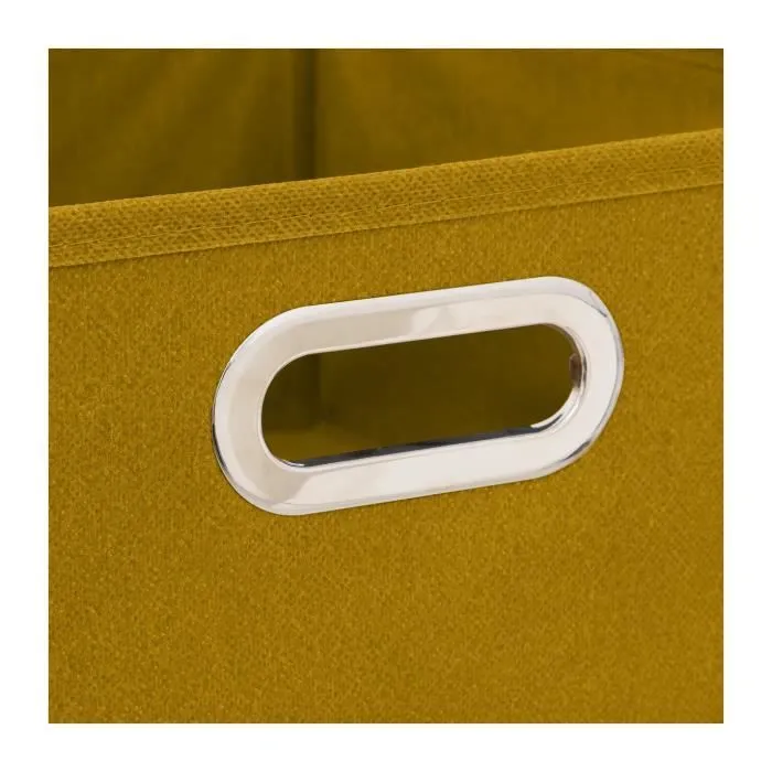 Boîte de rangement - FIVE - Jaune moutarde - 31 x 31 x 15 cm - Polypropylène et métal-1