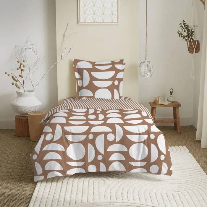 Parure de draps 3 pièces pour lit 90 x 190 cm Mykonos sienne-1