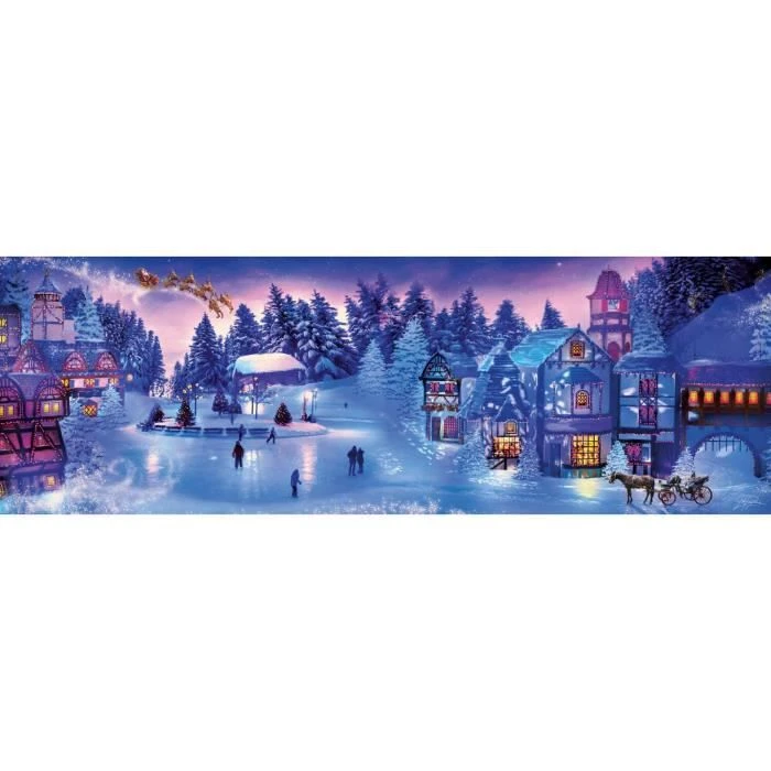 Puzzle 1000 pièces panoramique - CLEMENTONI - Christmas Collection - Paysage et nature - Adulte - Blanc-0