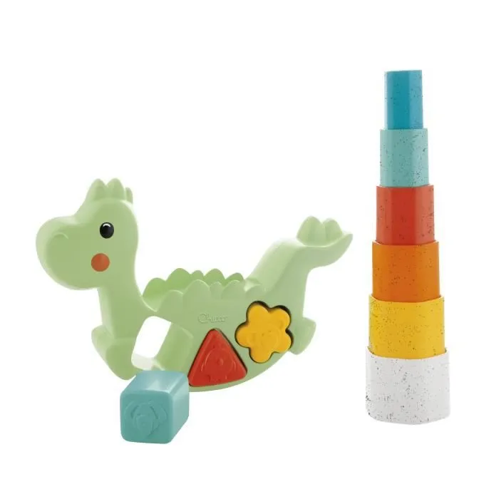 Jouet en peluche écologique - CHICCO - Lino le dino ECO - Mixte - 12 mois à 3 ans - Vert-1