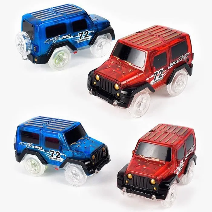 SHOP-STORY - Lot de 2 Voitures 4x4 Magic pour Circuit Magique Tracks Flexible Lumineux Phosphorescent-1