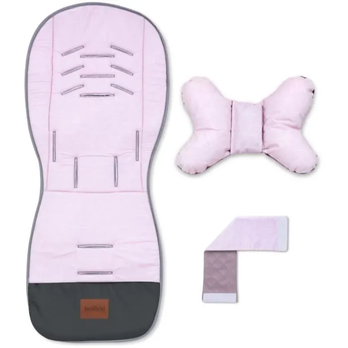 Bellochi Coussin Poussette Universel Été Matelas Poussette Universelle avec Coussin Anti-Choc - Coton et Velours - Rose-0
