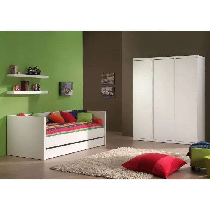 Armoire 3 Portes Laquée Blanche - LARA-2