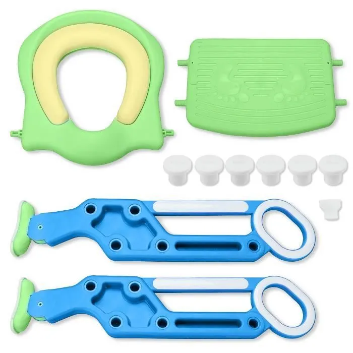 UISEBRT Siège de Toilette pour Enfant avec Escalier Pliable Coussins en Polyuréthane et Poignées Hauteur Réglable Bleu et Vert-1