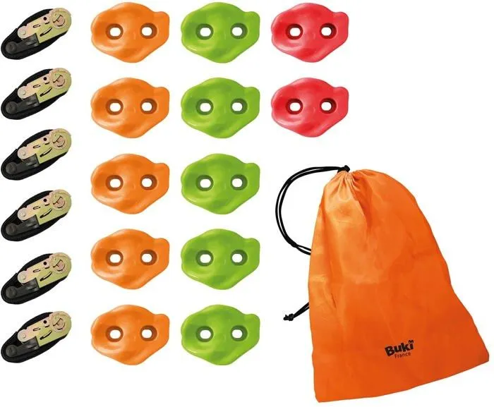 Kit d'escalade pour enfant BUKI FRANCE - Coffret avec 6 sangles et 12 prises pour créer des parcours aventures-2