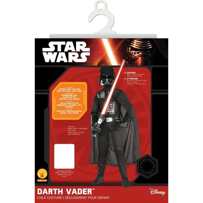 Déguisement Enfant Dark Vador - RUBIES - Saga Star Wars - Combinaison, Cape, Masque et Ceinture - Noir-1