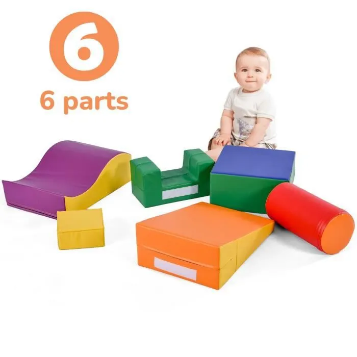 Blocs de Construction, 6 Grands Blocs Souples et Colorés, Jouets Éducatifs pour Enfant, Modules de Motricité-1
