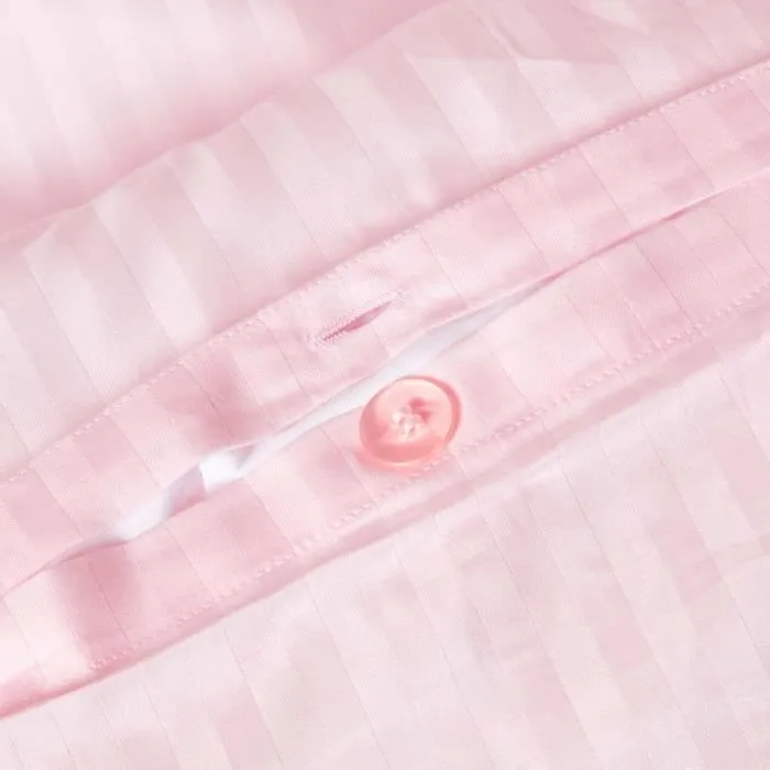 Parure de lit - Homescapes - Rose - 100% coton égyptien 330 fils - Motif rayé - Lavable en machine-1
