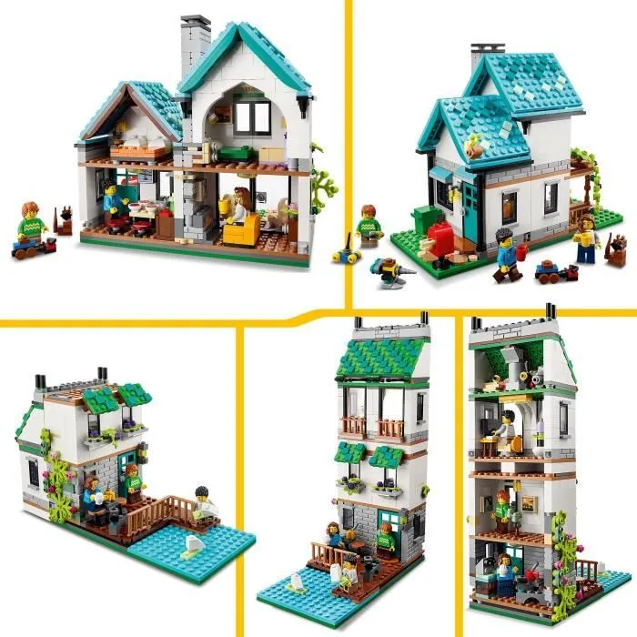 LEGO® Creator 3-en-1 31139 La Maison Accueillante, Maquette avec 3 Maisons Différentes, et Figurines-2