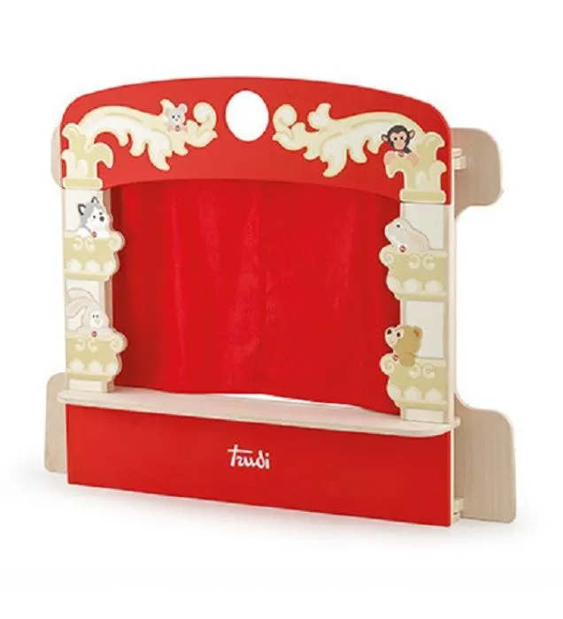 Sevi théâtre de marionnettes en bois 58 cm rouge-1