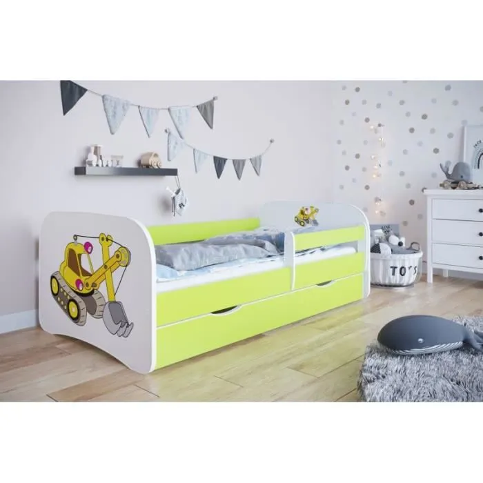 Lit enfant Kocot Kids Babydreams pelleteuse verte avec tiroir 160/80 - 5903271984213-0