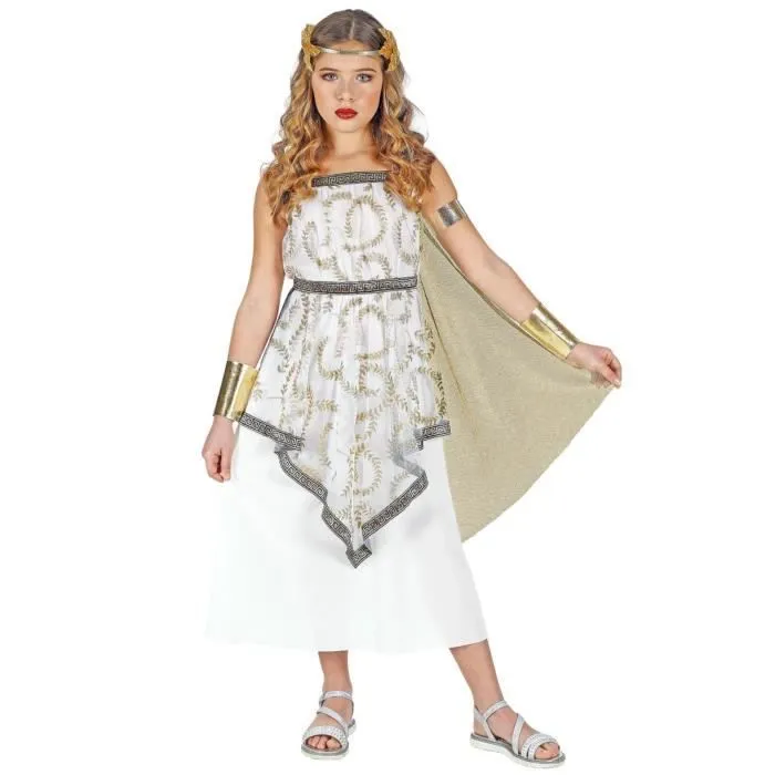 Déguisement robe déesse Grecque fille - Blanc - 4 ans - Polyester-0