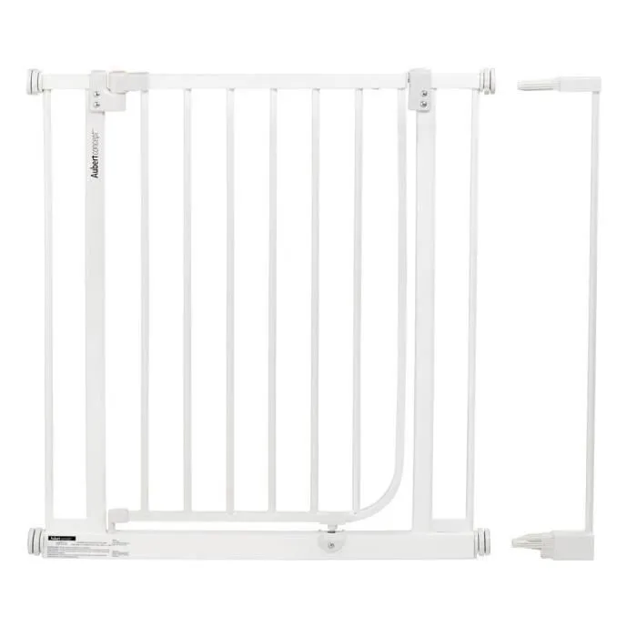 Barrière de Sécurité bébé en métal Blanc - AUBERT CONCEPT - Pivotante - Extension fournie - Auto-close-0
