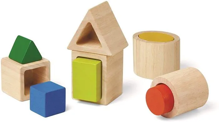 Puzzle Formes géométriques à imbriquer PLAN TOYS - méthode Montessori - 10 pièces - dès 12 mois-1