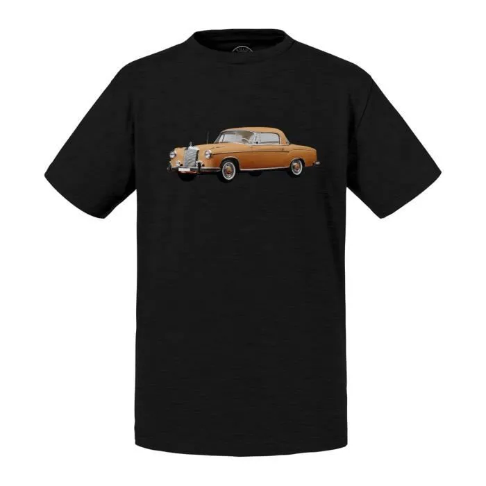 T-shirt Enfant Noir Vieille Belle Voiture Orange Chromée Rétro Vintage-0