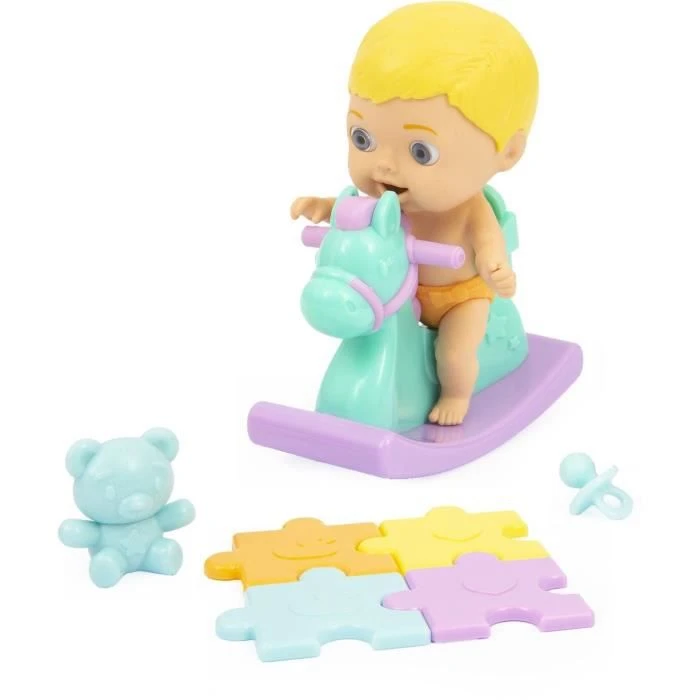 Cicciobello Amicicci - CHUSE - Modèle Fille Blonde - Jouet pour enfants -  Cheval à Bascule - Accessoires