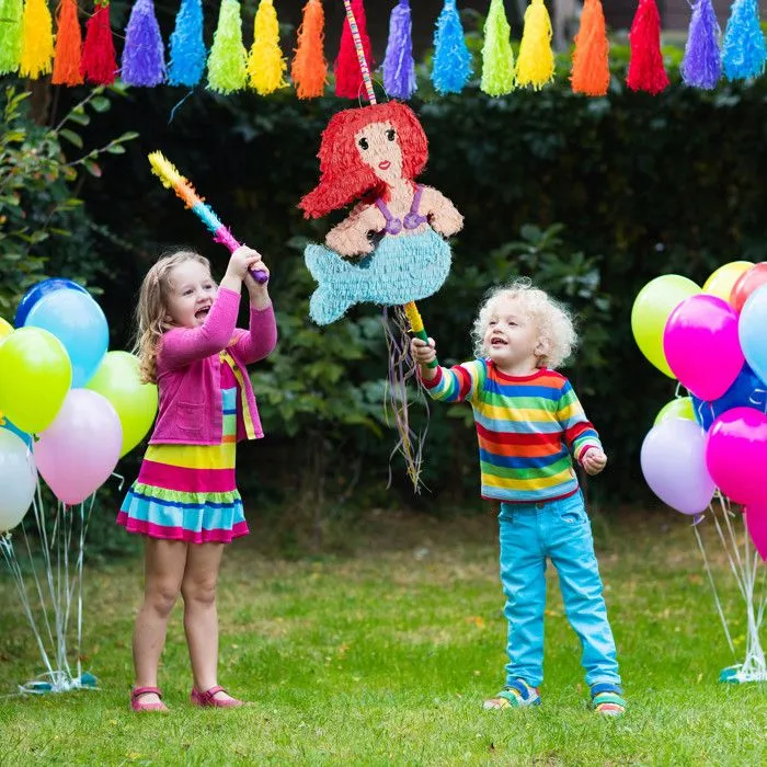 Relaxdays Pinata à suspendre Sirène pour enfants à remplir anniversaire jeux décoration, coloré-4