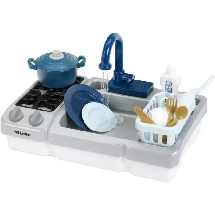 Jouet d'évier - KLEIN - Évier de cuisine Miele avec robinet fonctionnel et accessoires - Livré avec de nombreux accessoires.-1