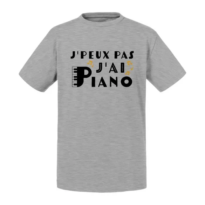 T-shirt Enfant Gris J'Peux Pas J'ai Piano Instrument Musique Chopin-0