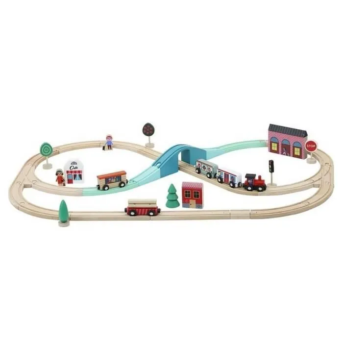Circuit de train en bois Grand Express - Vilac - 40 pièces - Multicolore - Mixte - A partir de 3 ans-0